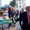 Sıhhatte Çin ile güç birliği abd baskani donald trump gittigi restorandan neye ugradigini sasirdi bir kume aktivist filistin bayraklariyla IFVbkhms.webp