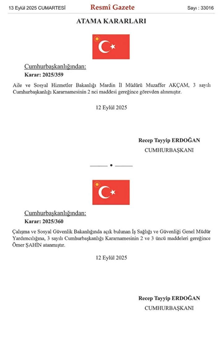 Atama kararları Resmi Gazete'de: Kamu kurumları ve Bakanlıklarda vazife değişiklikleri 2 atama kararlari resmi gazetede kamu kurumlari ve bakanliklarda vazife degisiklikleri 1 iLUjwt6r