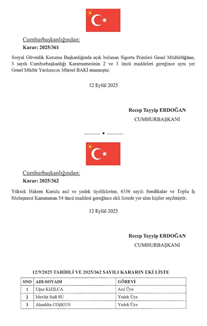 Atama kararları Resmi Gazete'de: Kamu kurumları ve Bakanlıklarda vazife değişiklikleri 3 atama kararlari resmi gazetede kamu kurumlari ve bakanliklarda vazife degisiklikleri 2 NGBglUPA