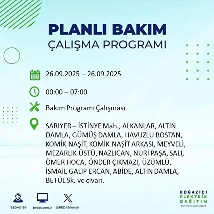istanbulda 26 eylulde 23 ilcede elektrik kesintisi 22