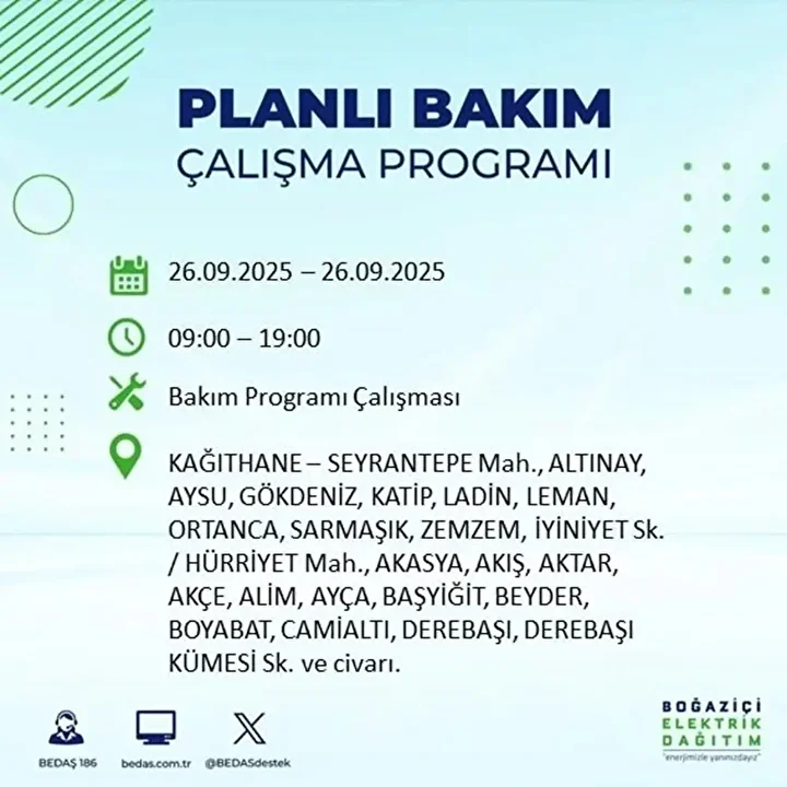istanbulda 26 eylulde 23 ilcede elektrik kesintisi 31 kgHc721t