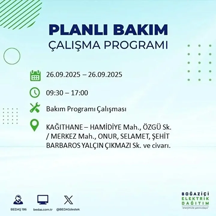 istanbulda 26 eylulde 23 ilcede elektrik kesintisi 34