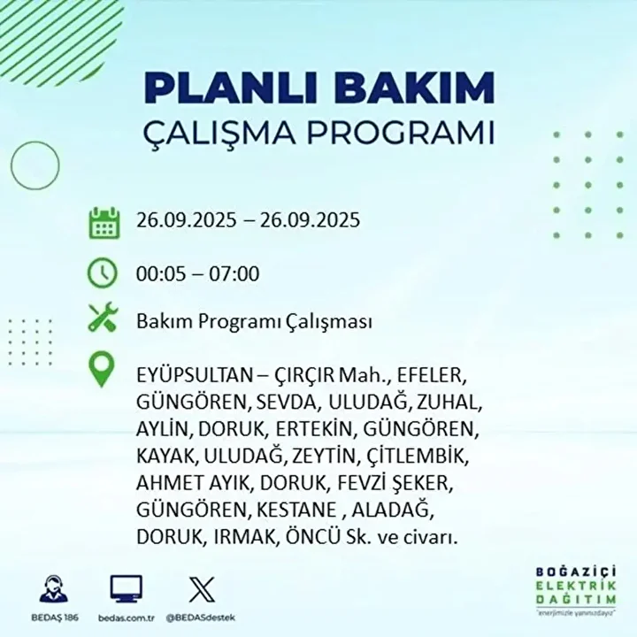 istanbulda 26 eylulde 23 ilcede elektrik kesintisi 43