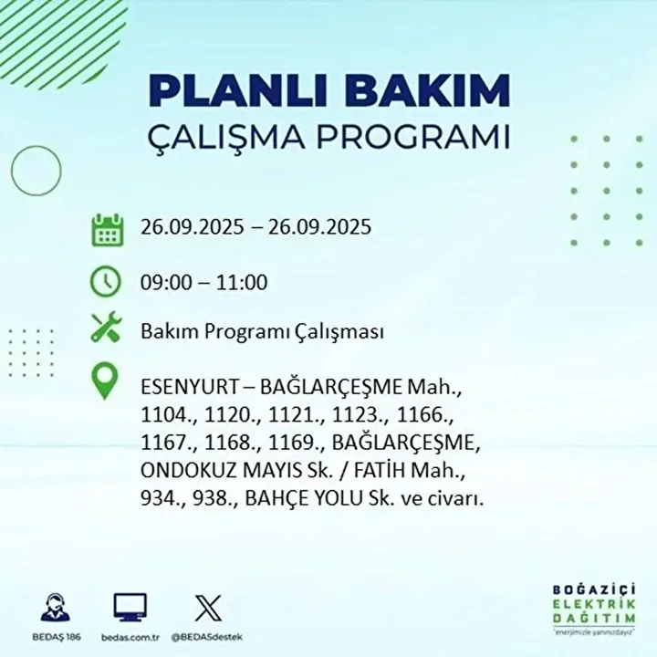 istanbulda 26 eylulde 23 ilcede elektrik kesintisi 58 GBzinDX3