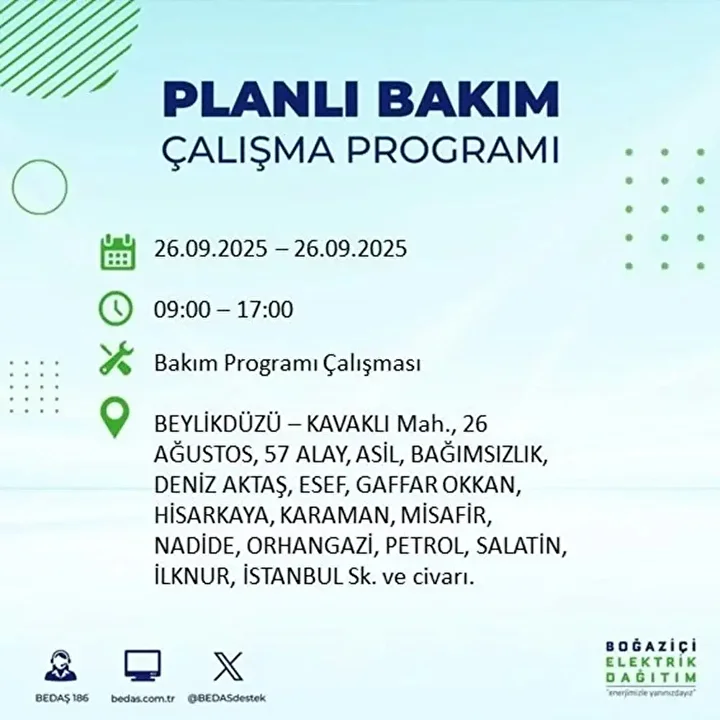 istanbulda 26 eylulde 23 ilcede elektrik kesintisi 72 6PDGTD33
