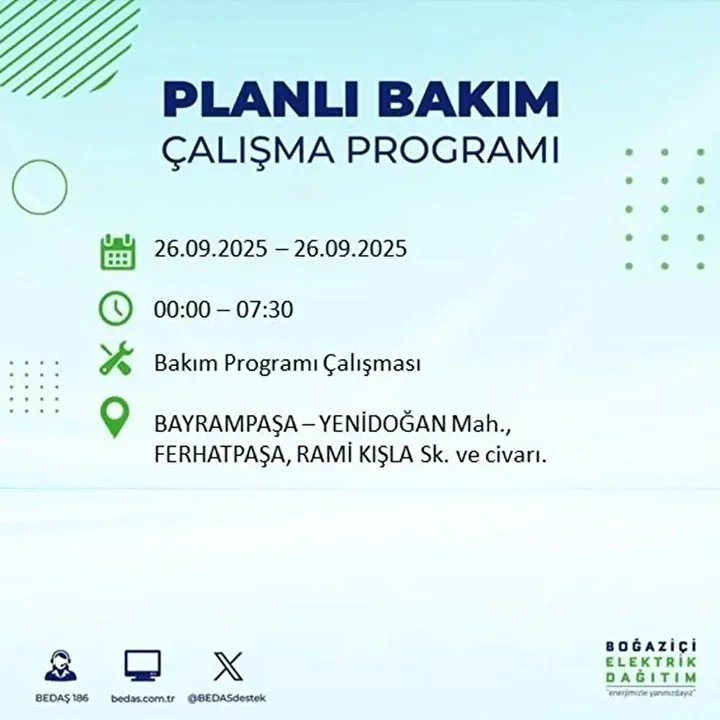 istanbulda 26 eylulde 23 ilcede elektrik kesintisi 74 UE9tJI6Z