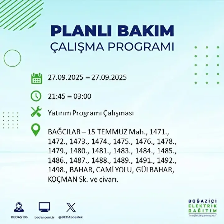 istanbullular dikkat 14 ilcede elektrik kesintisi yapilacak 8