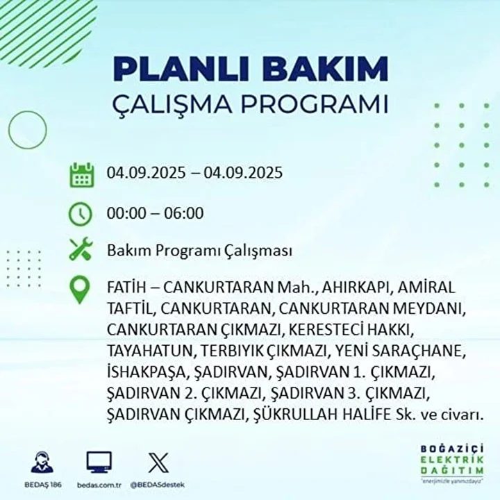 istanbulun 22 ilcesinde elektrik kesintisi 9 saat surecek 28 lAy86Dj5