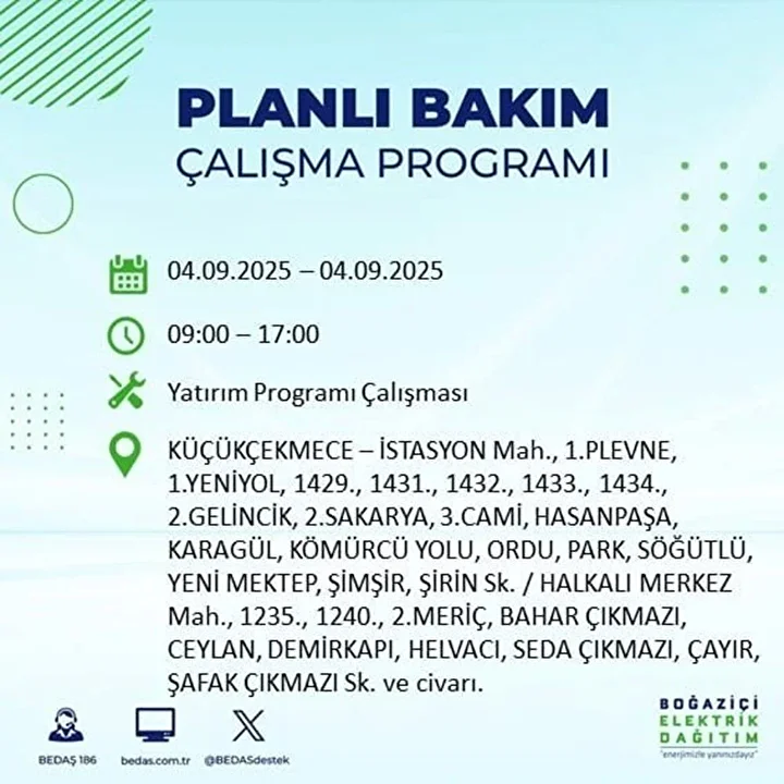 istanbulun 22 ilcesinde elektrik kesintisi 9 saat surecek 36 aaukwe11