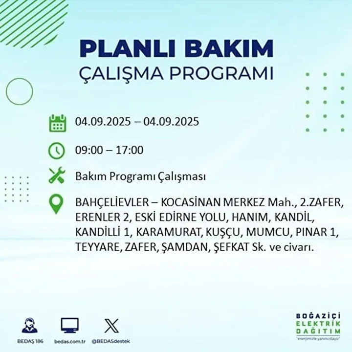 istanbulun 22 ilcesinde elektrik kesintisi 9 saat surecek 8 lIiGI8jA