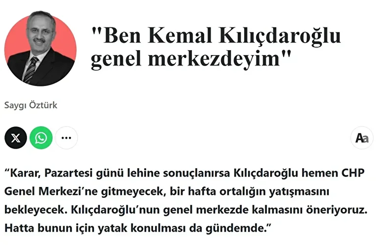 Kılıçdaroğlu'ndan Sözcü müellifi Hürmet Öztürk'ün 'yatak' argümanlarına yalanlama: Yakışıksız bir provokasyon 1 kilicdaroglundan sozcu muellifi hurmet ozturkun yatak argumanlarina yalanlama yakisiksiz bir provokasyon 0