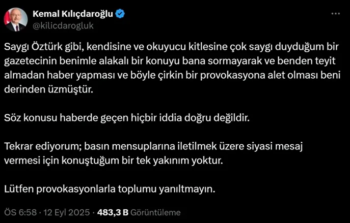 Kılıçdaroğlu'ndan Sözcü müellifi Hürmet Öztürk'ün 'yatak' argümanlarına yalanlama: Yakışıksız bir provokasyon 2 kilicdaroglundan sozcu muellifi hurmet ozturkun yatak argumanlarina yalanlama yakisiksiz bir provokasyon 1