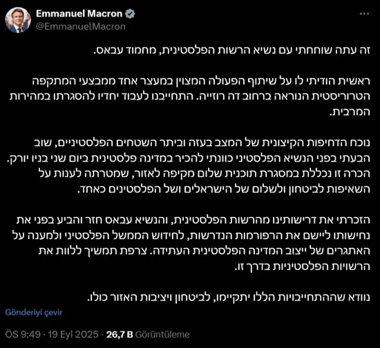 macron ibranice paylasimla duyurdu pazartesi filistini taniyoruz 0 ZkSfYptb