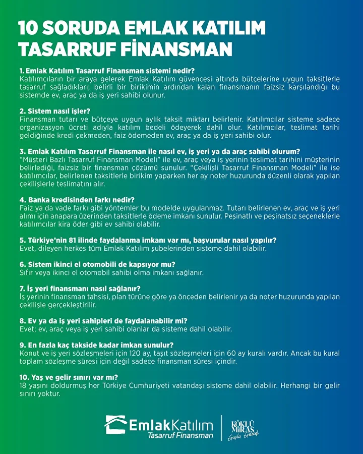 Milyonları faizsiz konut sahibi yapacak yeni sistemin ayrıntıları aşikâr oldu: İşte 10 soruda Emlak İştirak Tasarruf Finansman Sistemi 9 milyonlari faizsiz konut sahibi yapacak yeni sistemin ayrintilari asik r oldu iste 10 soruda emlak FTghiqtO
