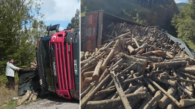 orduda tomruk kamyonu devrildi 21 ton tomruk yola sacildi VuxxRxPW.webp
