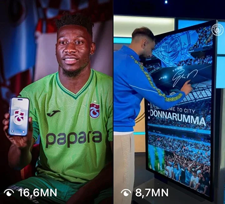 Trabzonspor'un yeni kalecisi Onana Donnarumma'yı ikiye katladı! Toplumsal medyada fark attı 4 trabzonsporun yeni kalecisi onana donnarummayi ikiye katladi toplumsal medyada fark atti 3 zsmvI1vK