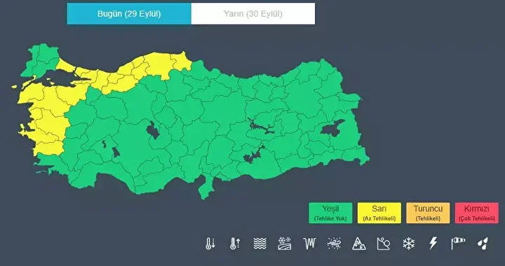 yeni harita yayimlandi 17 vilayet icin sari kod verildi ortalarinda istanbul da var 2