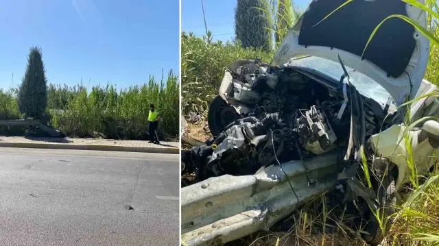 yoldan cikan arabanin motoruna demir bariyer saplandi Ctxh4dLp.webp