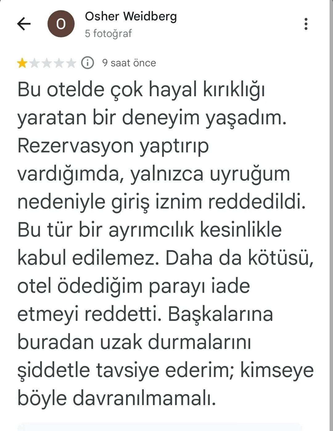 bitliste israil vatandasi otele alinmadi siyonistler barinamaz 1