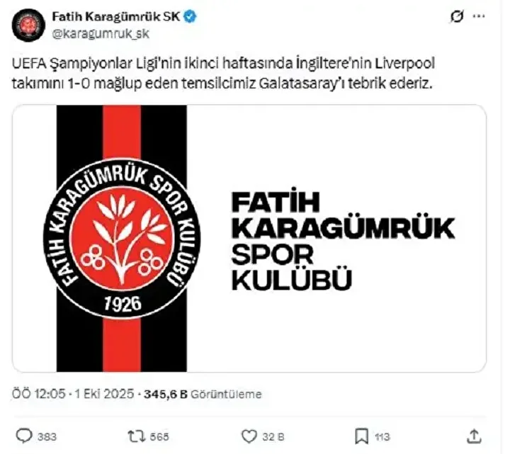 tarihi galibiyeti bu turlu tebrik ettiler iste galatasarayi kutlayan tek super lig takimi 6 ILQYmCW5