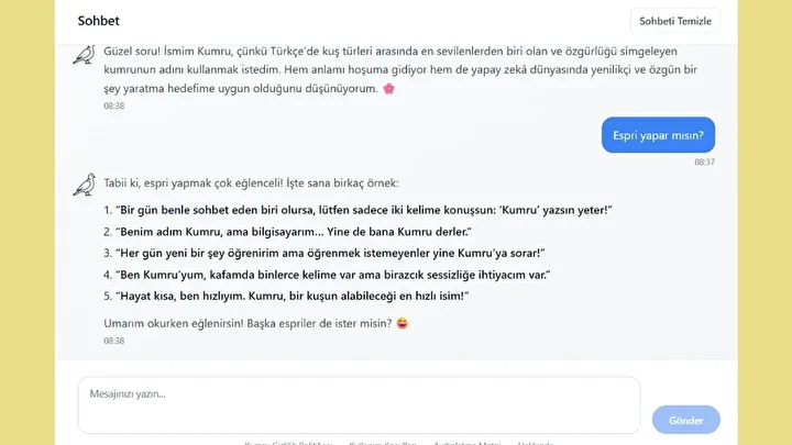 ChatGPT’ye meydan okuyacak! Yapay zekaya Türk işi rakip: Kumru sahneye çıkıyor, işte özellikleri 4 chatgptye meydan okuyacak yapay zekaya turk isi rakip kumru sahneye cikiyor iste ozellikleri 3 EMsdYKOG
