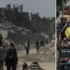 israilin harabeye cevirdigi gazze filistinli aileler enkaz halindeki binalarin ortasinda sikinti sartlar altinda hayata 6FOPOG2G.webp