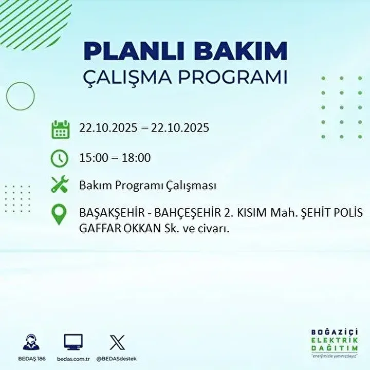 istanbulda 23 ilcede elektrik kesintisi bedas duyurdu 10 saati bulacak 10 yrl1jRuy