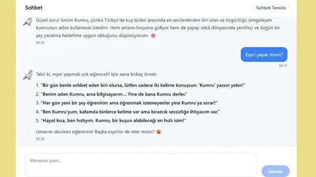 Yerli Yapay zeka KUMRU: Kumru AI fiyatsız mi, sahibi kimdir? 1 yerli yapay zeka kumru kumru ai fiyatsiz mi sahibi kimdir 0 HMlg5JRQ